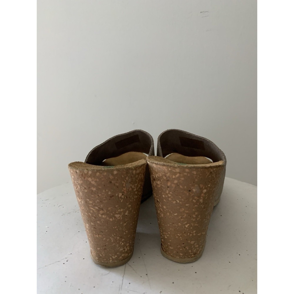 BioNatura WEDGE CORK Sandals 39/8 Beige Leather Suede Upper Made Italy Comfort - Picture 4 of 8